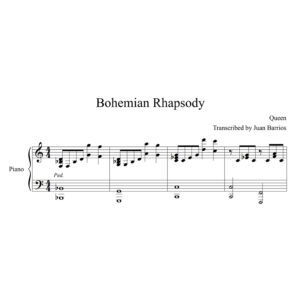 Bohemian Rhapsody - Queen. Partitura para piano