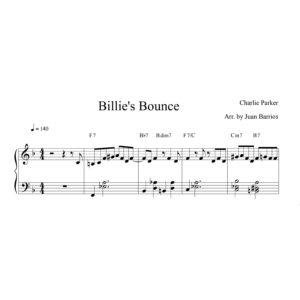 Billie's Bounce - Charlie Parker. Partitura para piano
